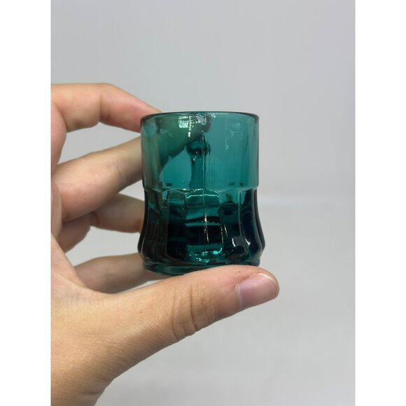 VTG Federal Glass Teal Blue Mini Mug – 2" Shot Glass / Toothpick Holder Stein - Picture 7 of 7